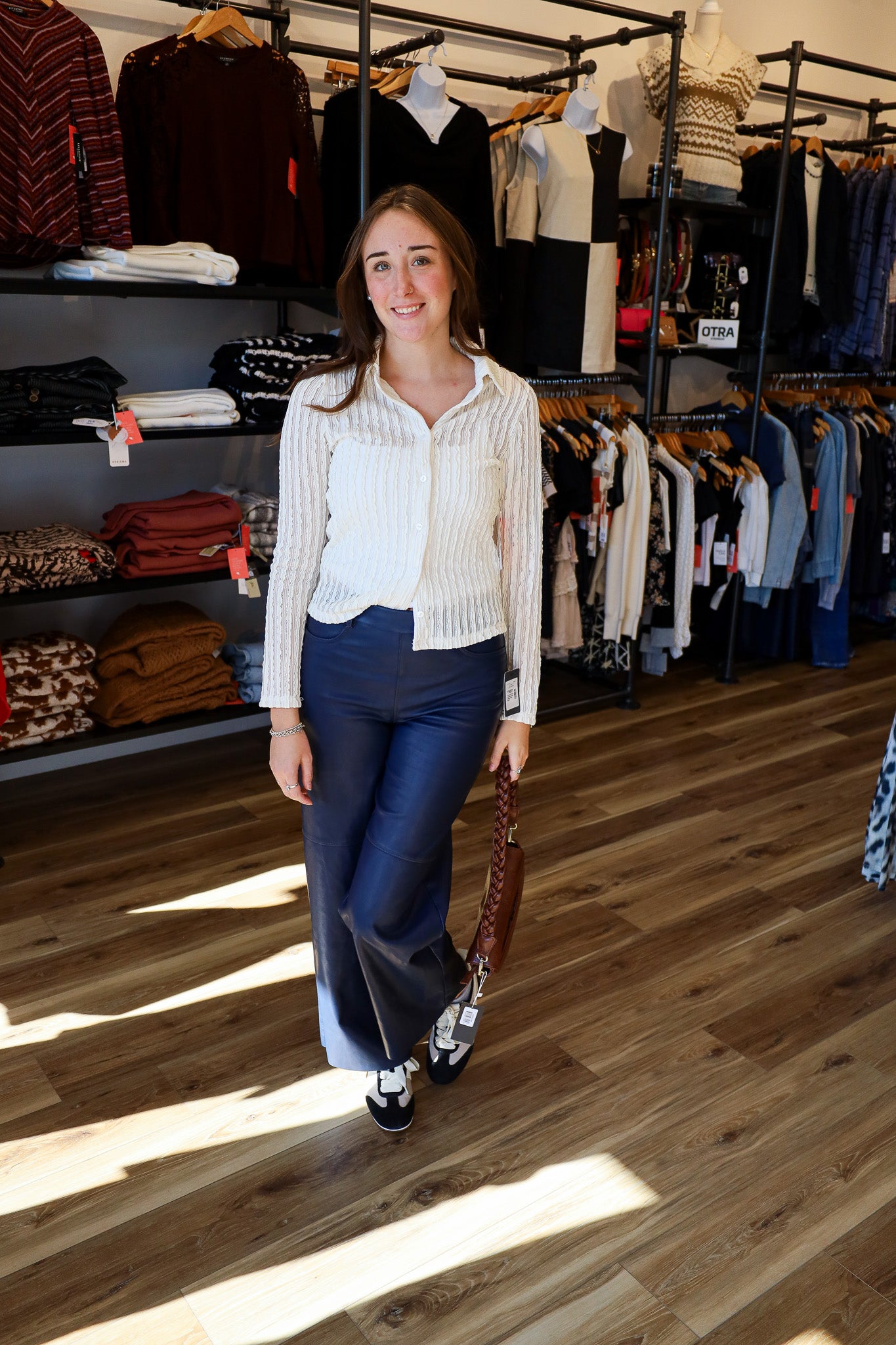 cortina hi waist wide leg vegan leather