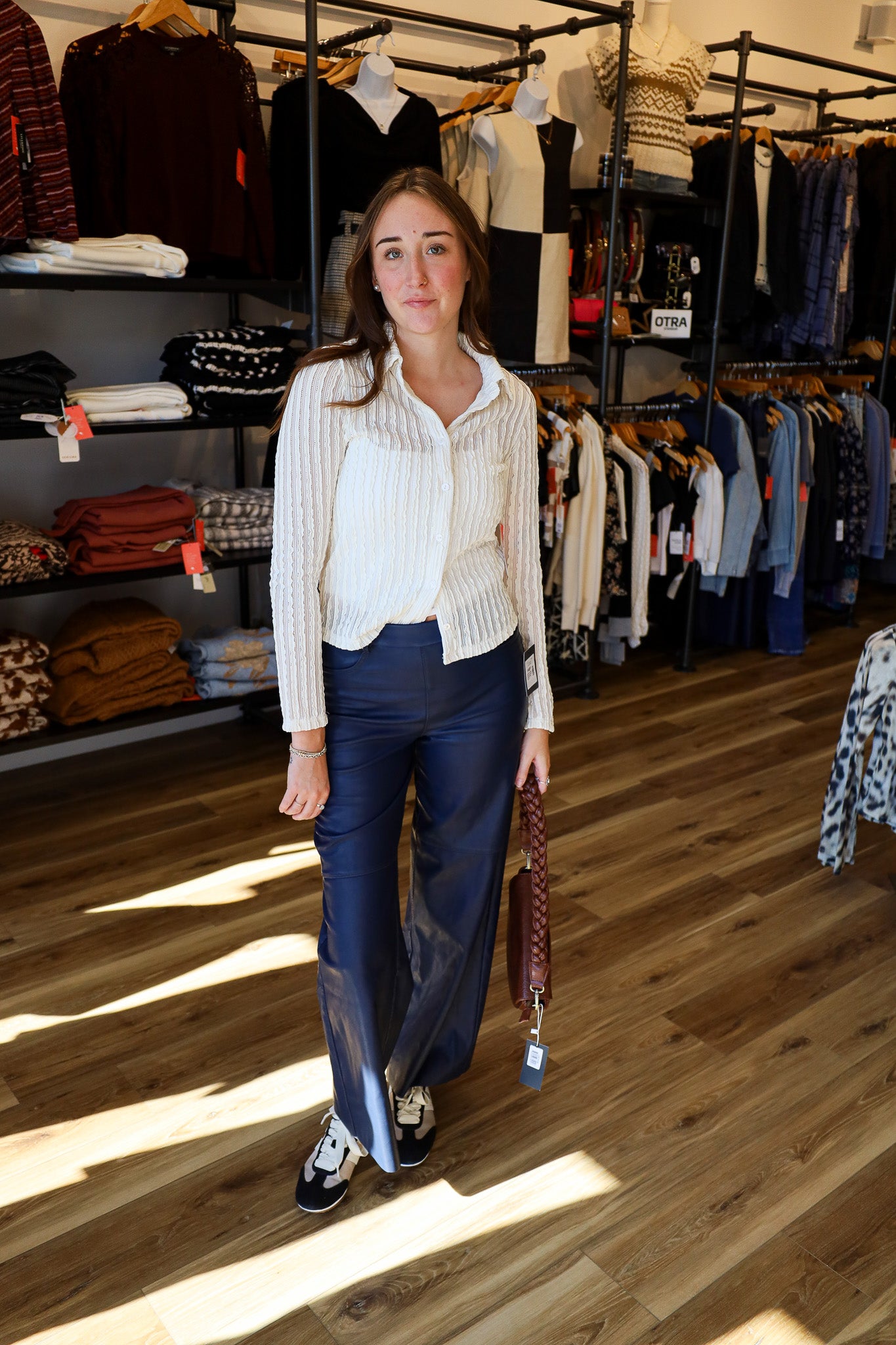 cortina hi waist wide leg vegan leather