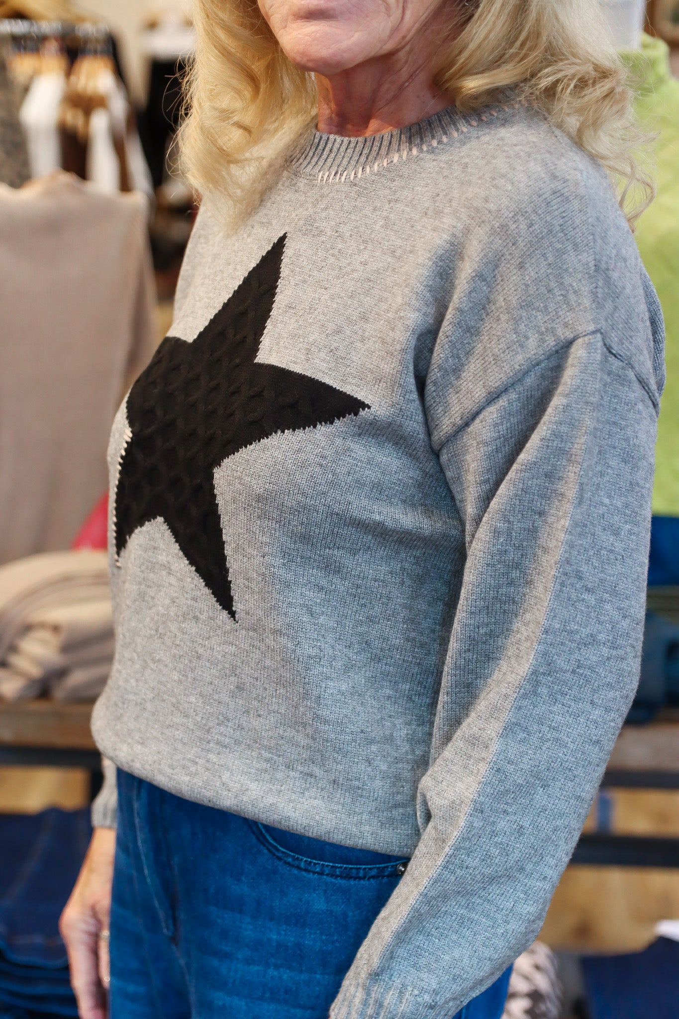MYRA WHIPSTITCH STAR CREWNECK