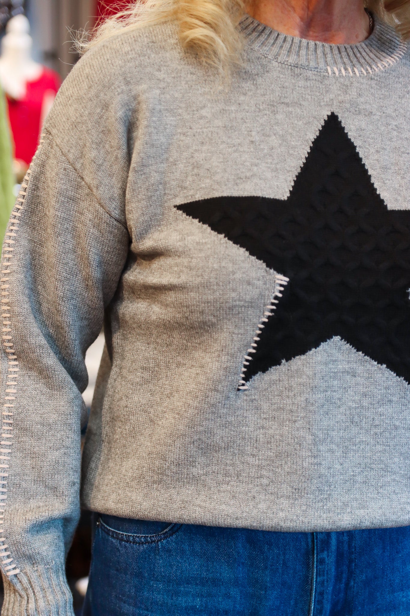 MYRA WHIPSTITCH STAR CREWNECK