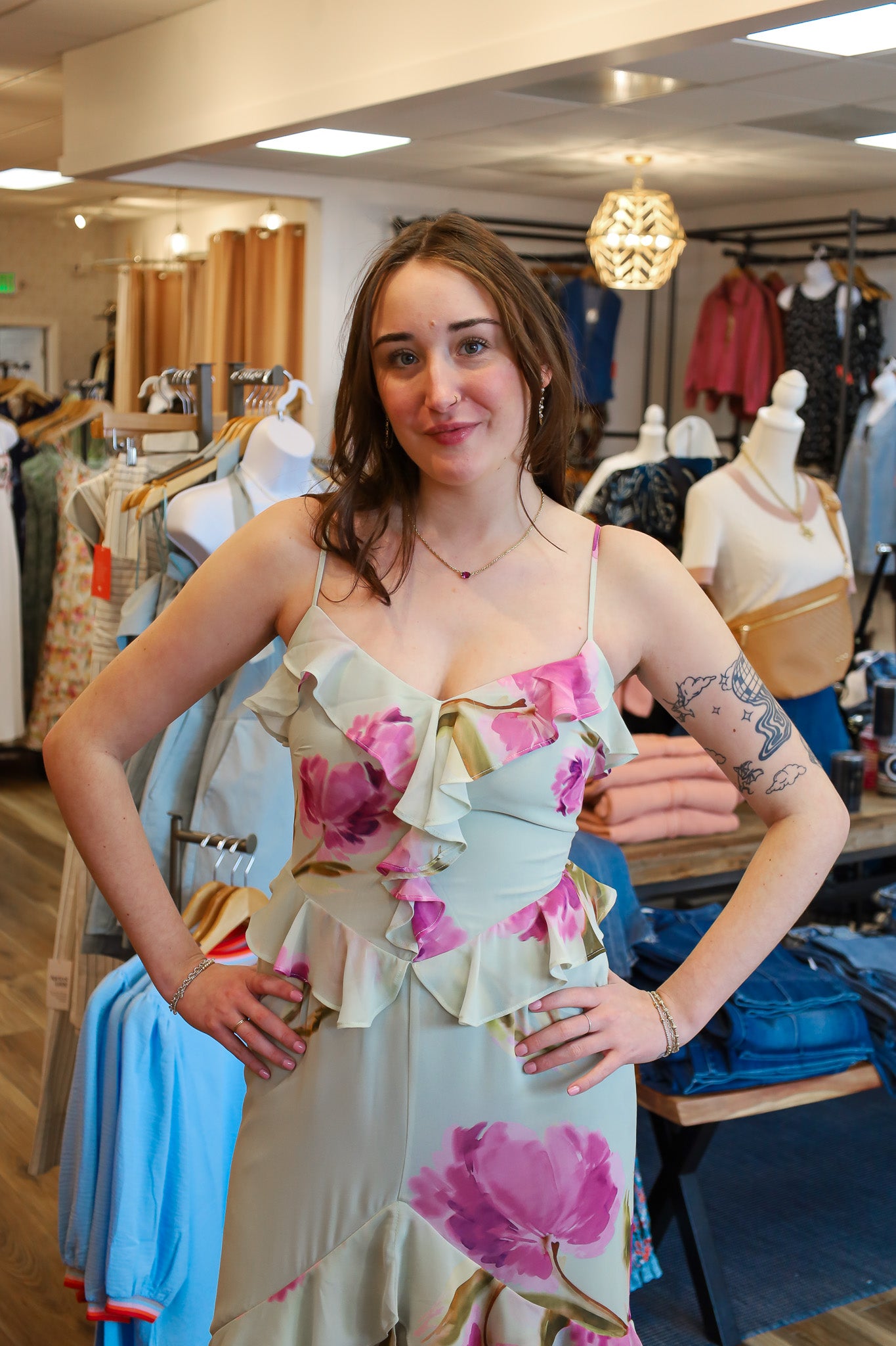 CIARA MAXI DRESS WITH LAYERED BOTTOM