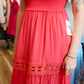 STRAPLESS SMOCKED TOP MAXI W LACE