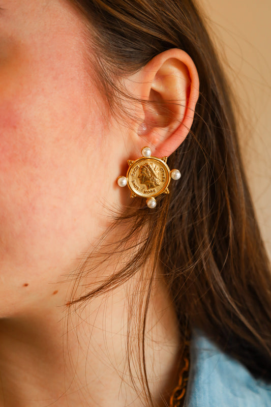 PEARL COIN EARRINGS