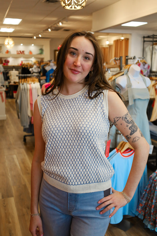 CLAIRE TEXTURED MESH SWEATER SHELL