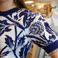 FLORAL MOTIF SHORT SLEEVE SWEATER