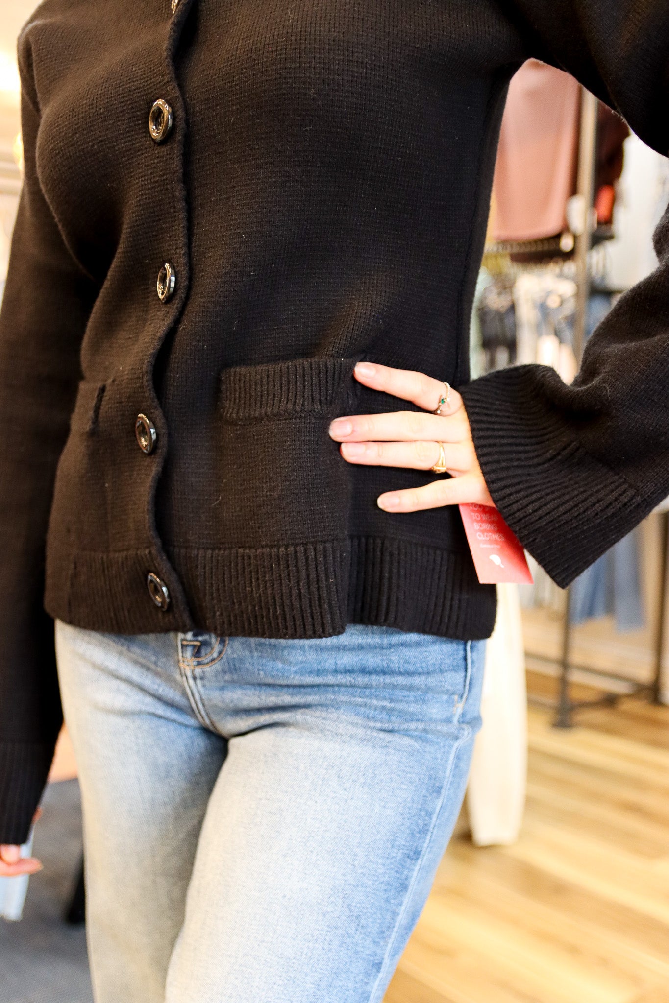 WIDE SLEEVE BUTTON DOWN CARDI