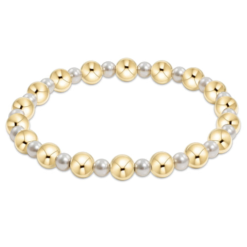 Pearl Grateful 4 MM Bead Bracelet - 6 MM Gold