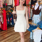 NEEDII SQUARE NECK DENIM MINI DRESS
