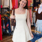 NEEDII SQUARE NECK DENIM MINI DRESS