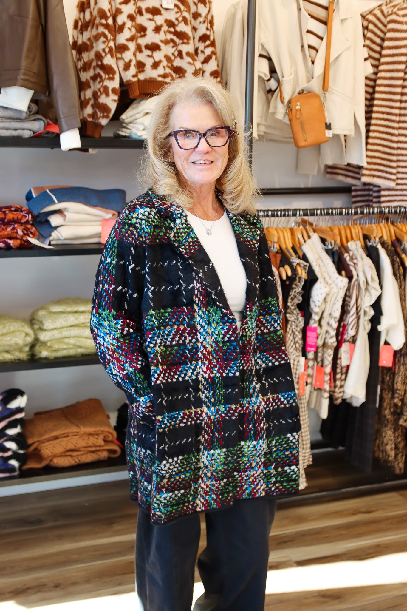 long slv open front sweater coat