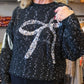 SEQUIN BOW SWEATER