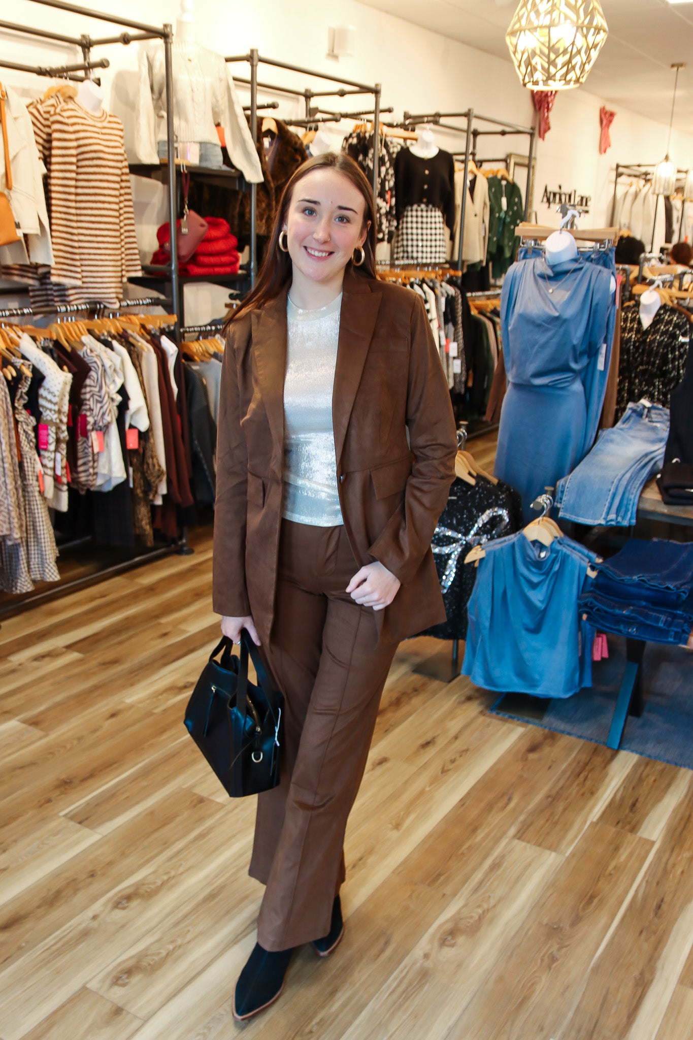 SUEDE BUTTON FRONT BLAZER