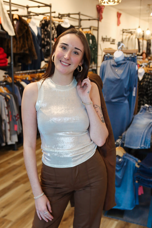 METALLIC BLACK TANK TOP