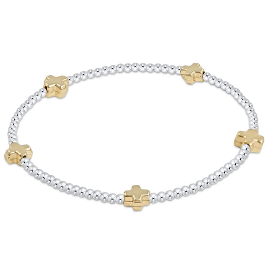 SIGNATURE CROSS 2MM MIXED METAL BRACELET
