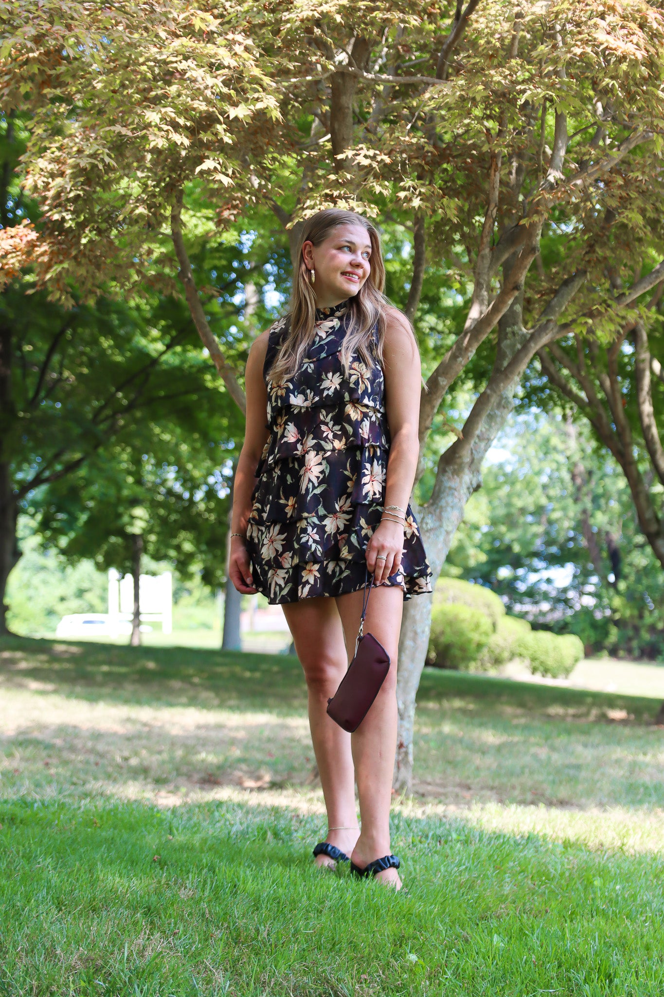BY TOGETHER “SHAY” TIRED FLOW MINI DRESS