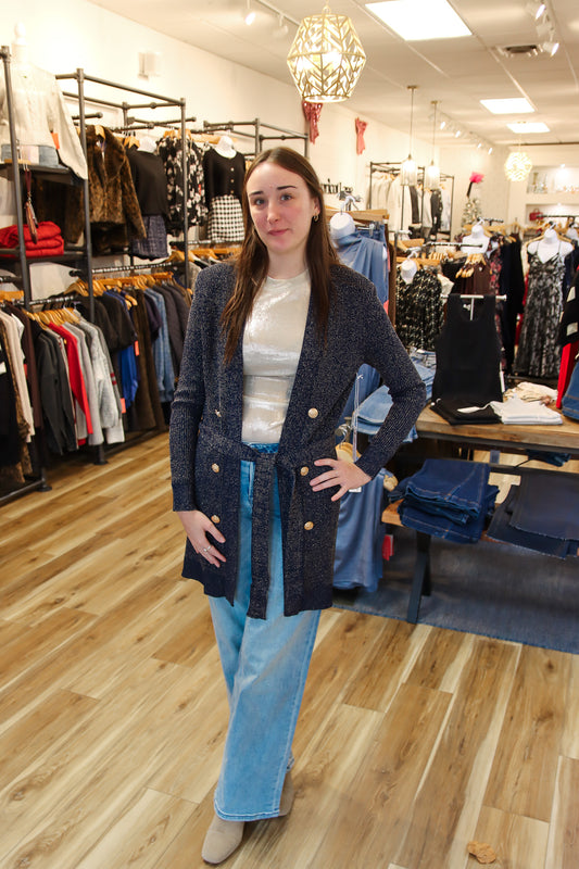 SAMANTHA | LUREX TIE-FRONT CARDIGAN