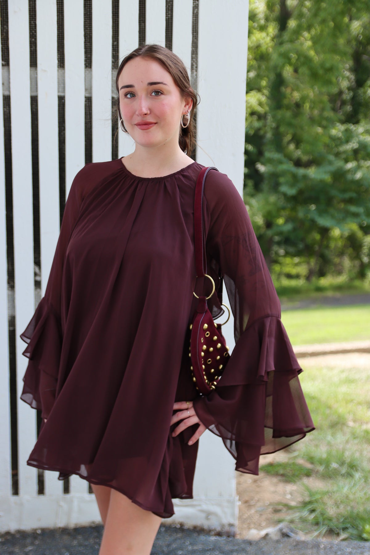 NEEDII "FAY" RUFFLE MINI SLEEVED DRESS