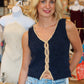 MIOU MUSE REVERSIBLE TWIST DETAIL KNIT TOP