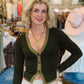 STEVE MADDEN “ARWEN” 3 BUTTON CONTRAST CARDIGAN