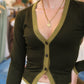 STEVE MADDEN “ARWEN” 3 BUTTON CONTRAST CARDIGAN
