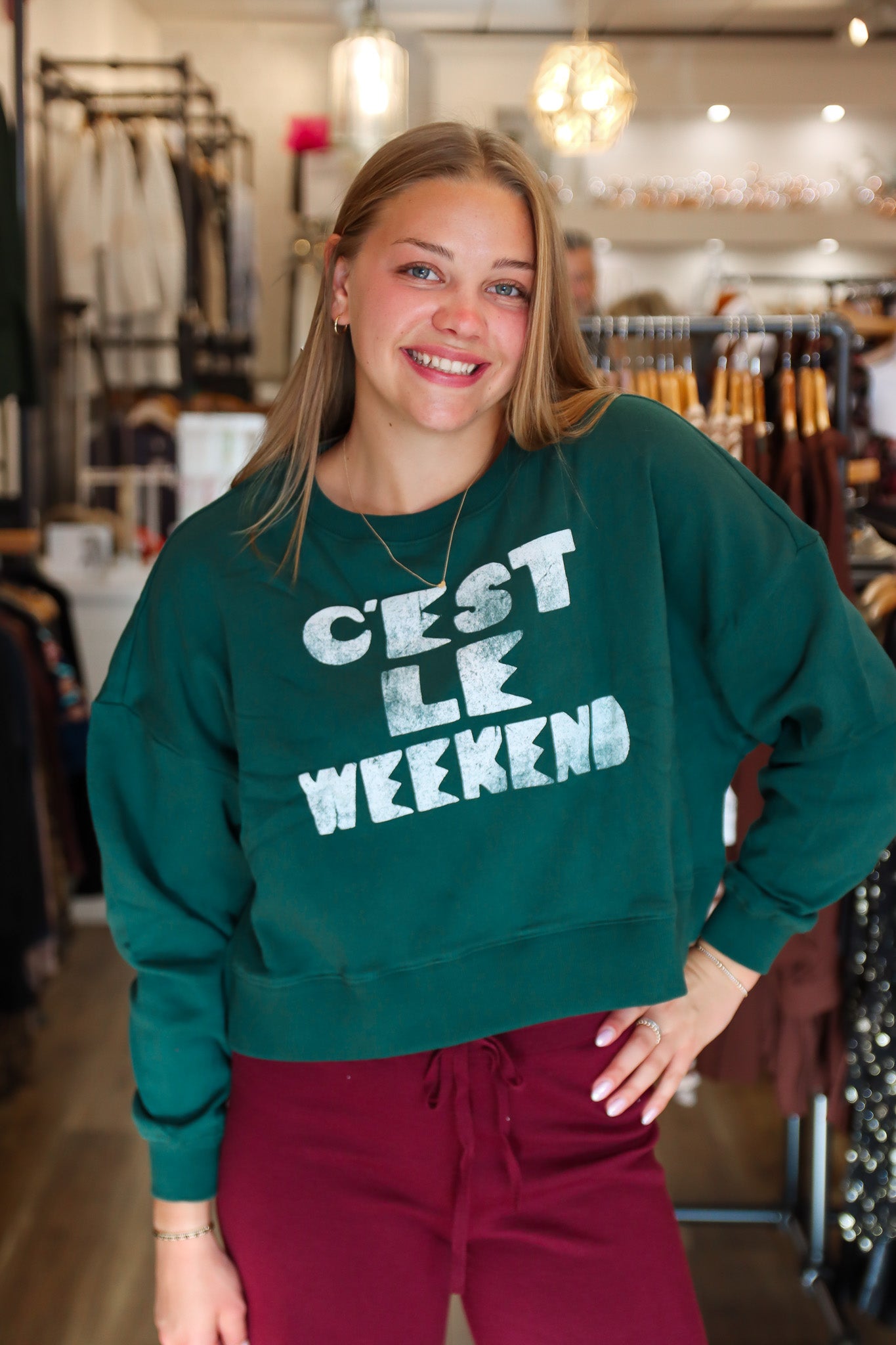 C'EST LE WEEKEND LONG SLEEVE SWEATSHIRT