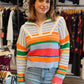 STRIPE HALF ZIP PULLOVER SWEATER