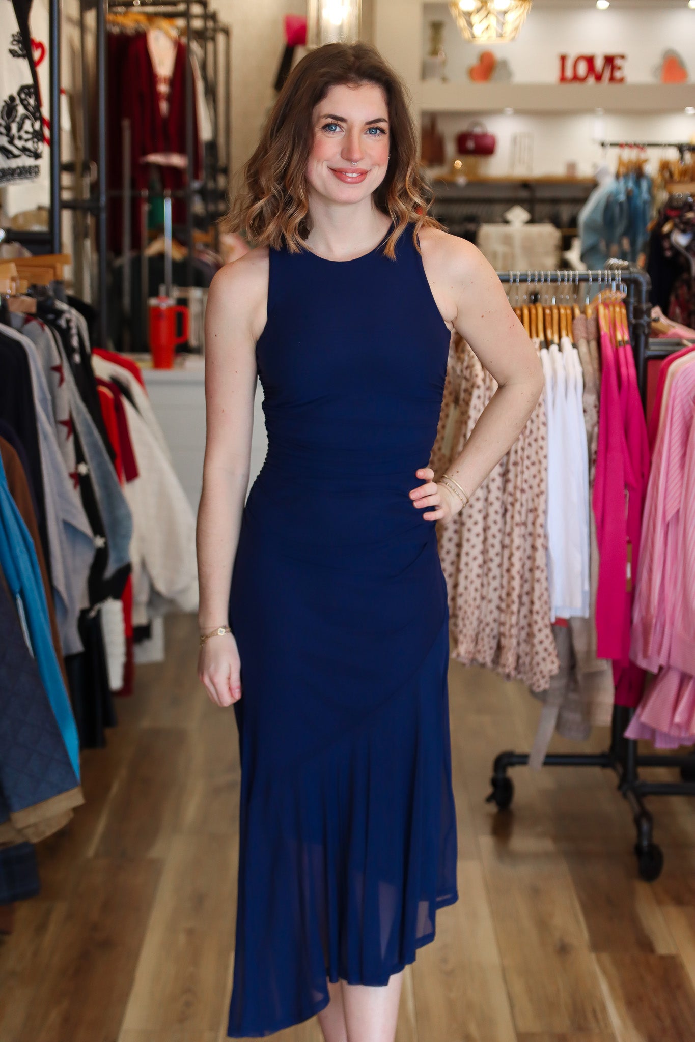 LANEY ASYMMETRICAL HEM DRESS