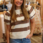 WIDE STRIPE TERRY PUFF SLEEVE PULLOVER