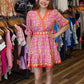 FATE GATHERED SLEEVE SMOCKED BACK MINI DRESS