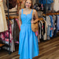 CURRENT AIR EMBROIDERED PLEATED MIDI DRESS