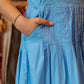 CURRENT AIR EMBROIDERED PLEATED MIDI DRESS