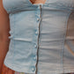 FREE PEOPLE “RAMONA” DENIM HALTER TOP