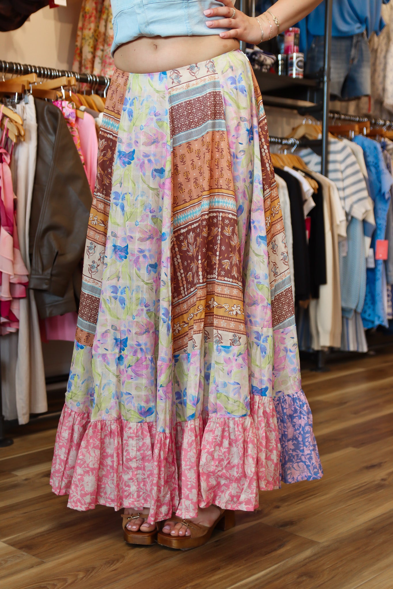 FREE PEOPLE “SANTA EULALIA” PRINTED MAXI SKIRT
