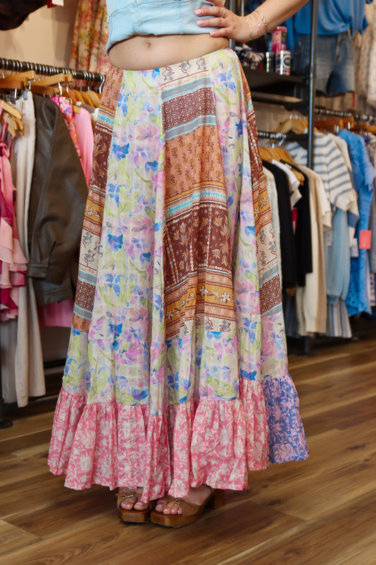 FREE PEOPLE “SANTA EULALIA” PRINTED MAXI SKIRT