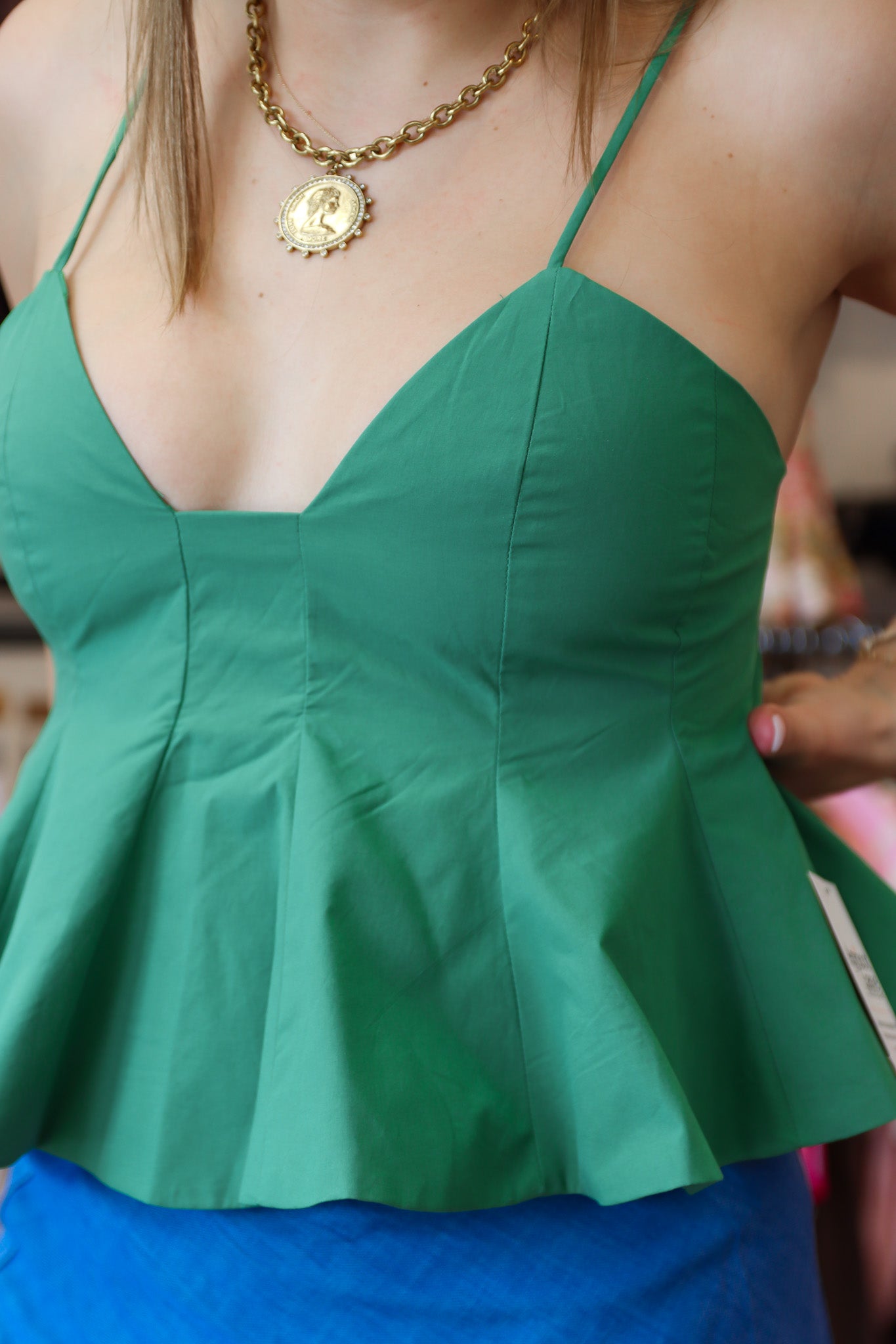 DELUC “AZORES” CROPPED SPAGHETTI STRAP TANK