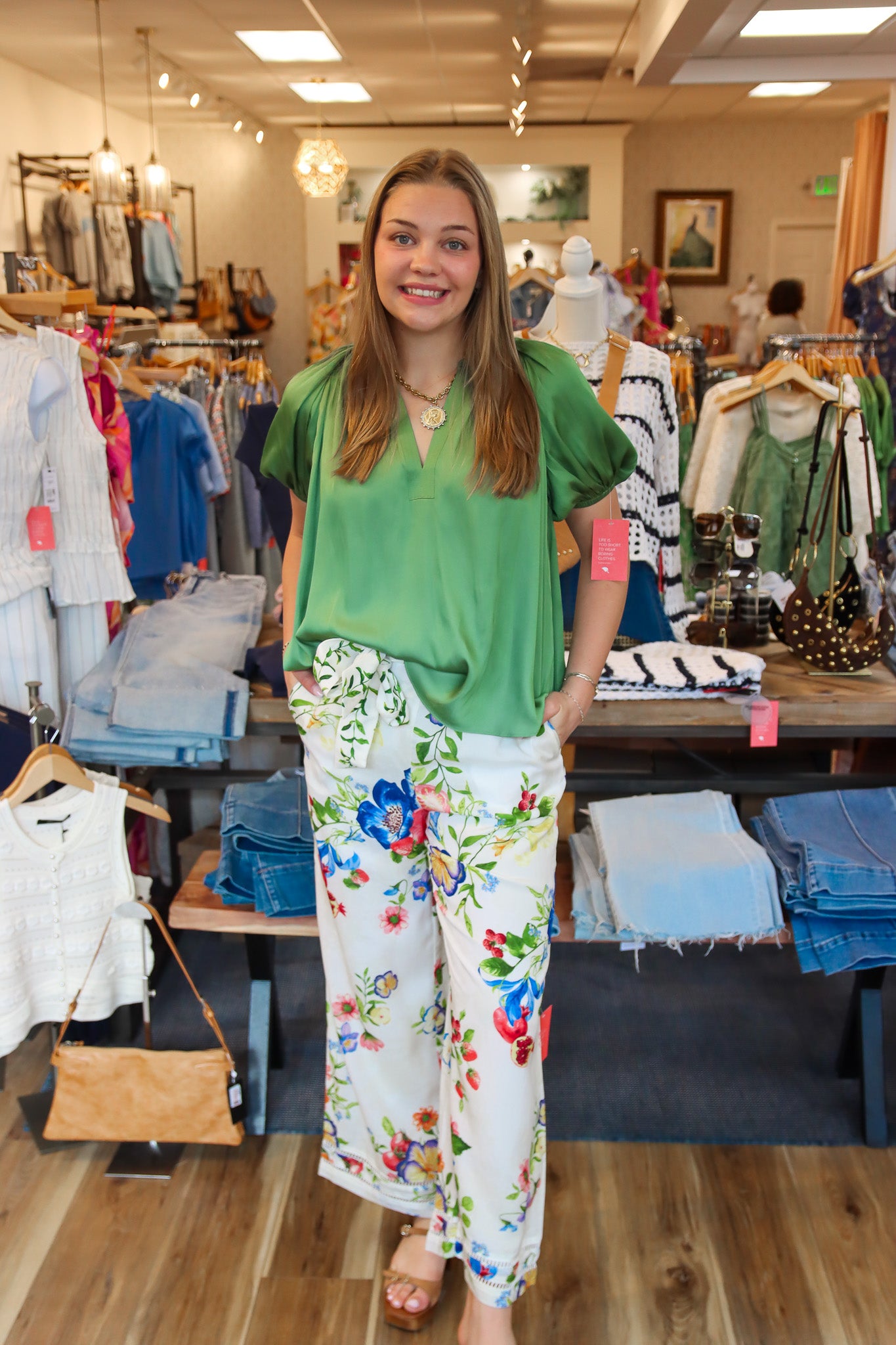 CURRENT AIR SPLIT V-NECK RELAXED FIT BLOUSE