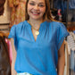 CURRENT AIR MANDARIN COLLAR EMBROIDERED BLOUSE