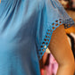 CURRENT AIR MANDARIN COLLAR EMBROIDERED BLOUSE