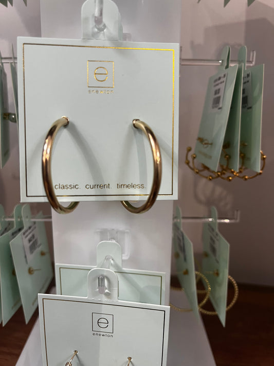 Round Gold 1.5" Post Hoop - 3 MM Smooth