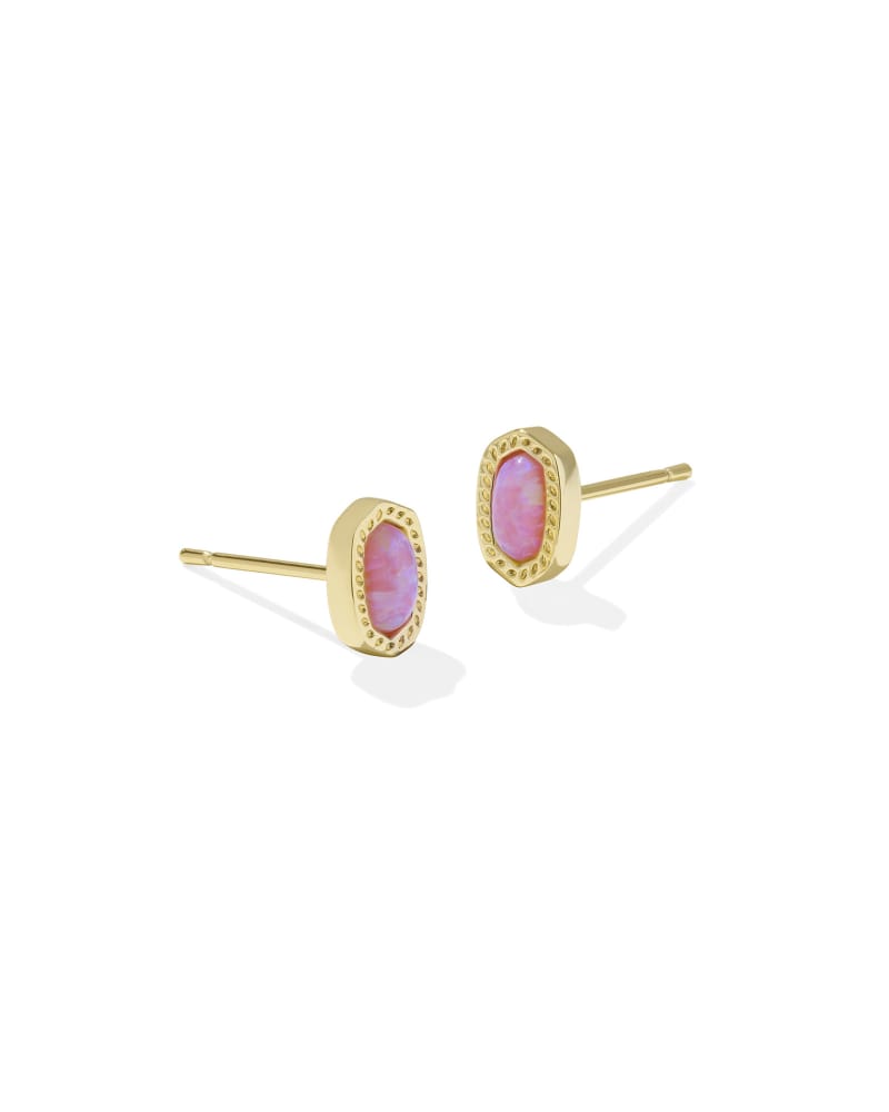 MINI ELLIE STUD EARRINGS GOLD FUCHSIA MAGNESITE ONE SIZE