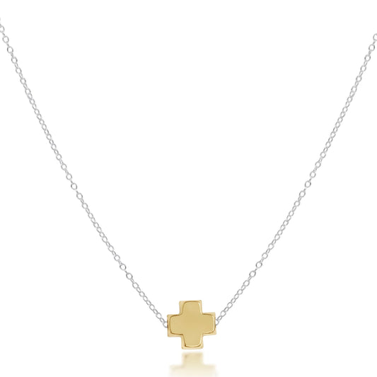 16" NECKLACE MIXED SIGNATURE CROSS