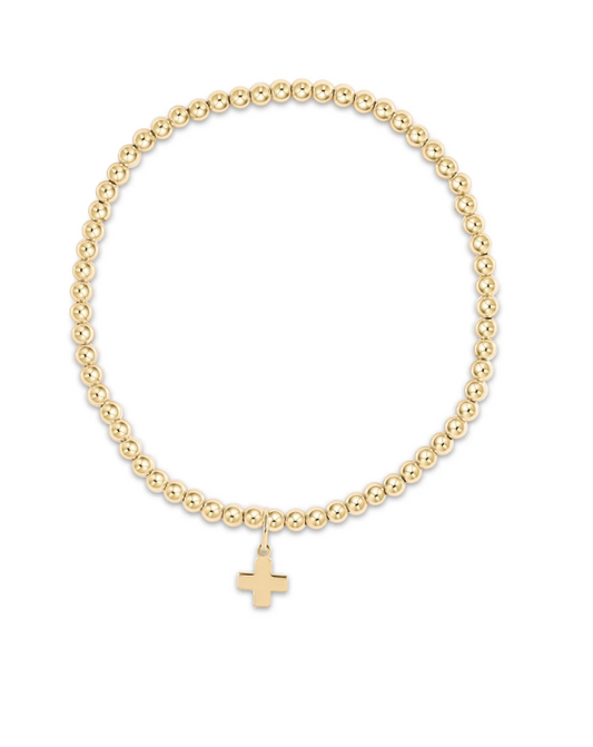CLASSIC GOLD 3MM SIGNATURE CROSS CHARM BRACELET