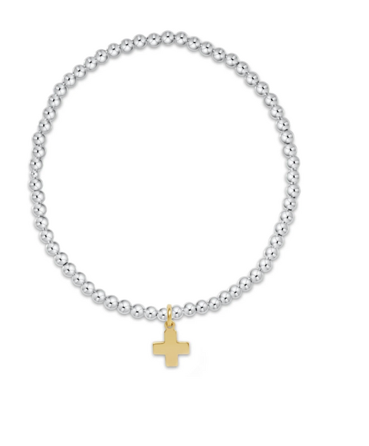 CLASSIC MIXED 3MM CROSS GOLD CHARM BRACELET