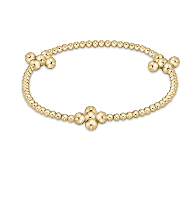 SIGNATURE CROSS 2.5 / 4MM BEADED GOLD BRACELET