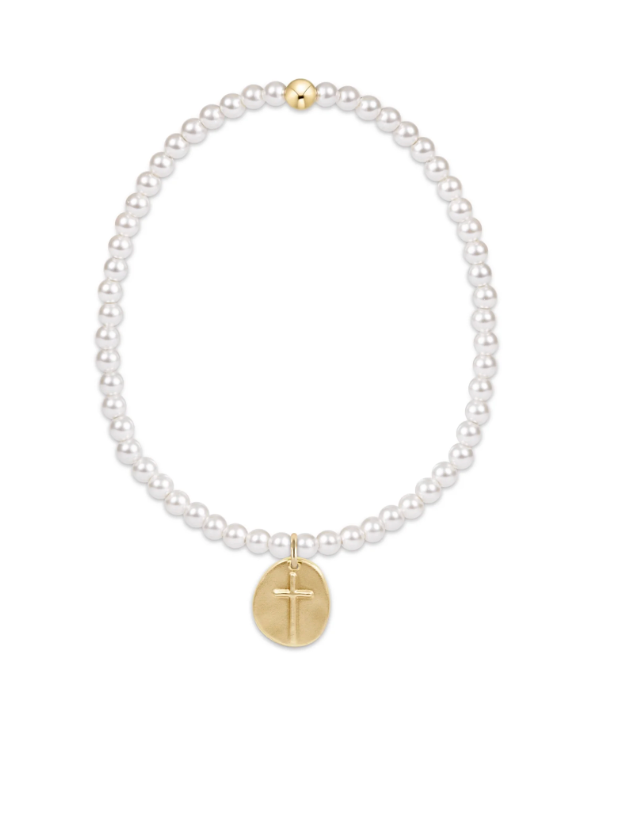 CLASSIC PEARL 3MM INSPIRE GOLD CHARM BRACELET