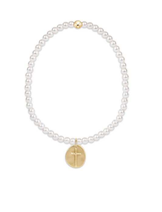 CLASSIC PEARL 3MM INSPIRE GOLD CHARM BRACELET