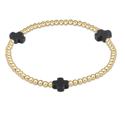SIGNATURE CROSS 3MM CHARCOAL BRACELET