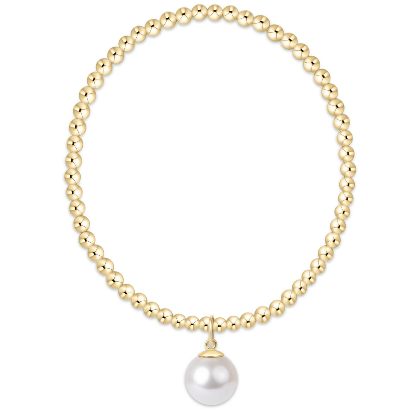 CLASSIC GOLD 3MM BRACELET 10MM PEARL CHARM