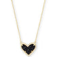 ARI HEART SHORT PENDANT NECKLACE GOLD BLACK DRUSY ONE SIZE