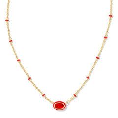 MINI ELISA ENAMEL FRAME SHORT PENDANT NECKLACE GOLD WHITE MOTHER OF PEARL ONE SIZE